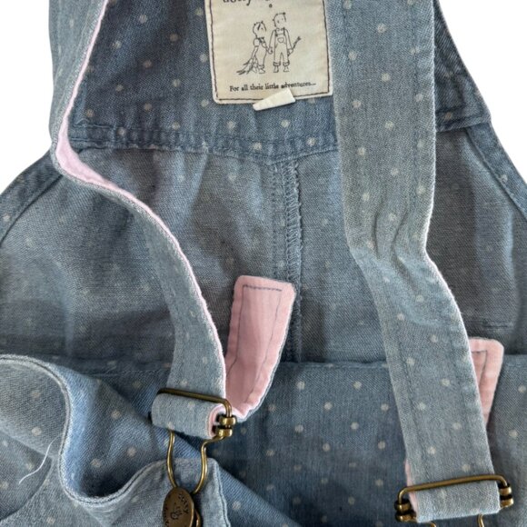 DOTTY DUNGAREES - POLKA DOT OVERALL SHORT - 54% COTTON - BABY BLUE/PINK - Picture 3 of 4